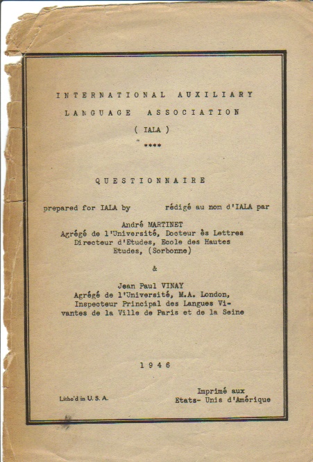 Questionnaire, IALA, 1946