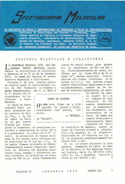 Spectroscopia Molecular, januario 1974