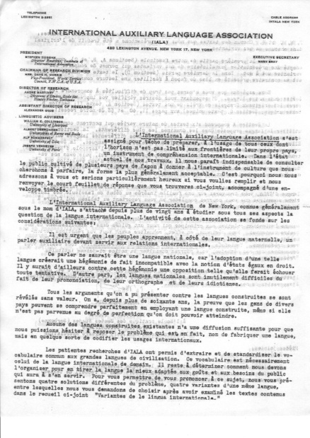 Variantes de le lingua internationale - littera ab Andre Martinet