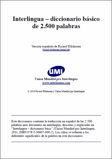 Interlingua - diccionario básico de 2.500 palabras