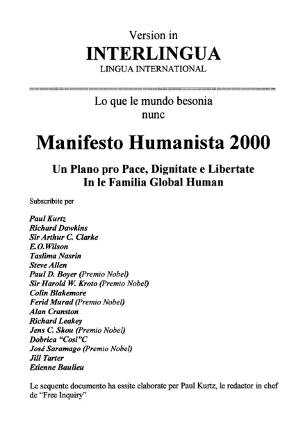 Manifesto Humanista 2000